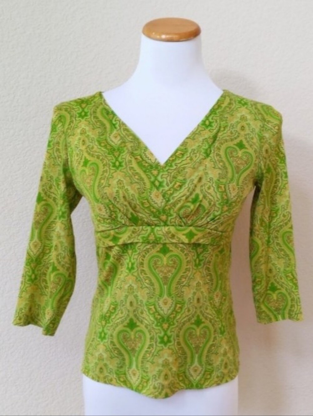 INC International Concepts Y2K green paisley blouse